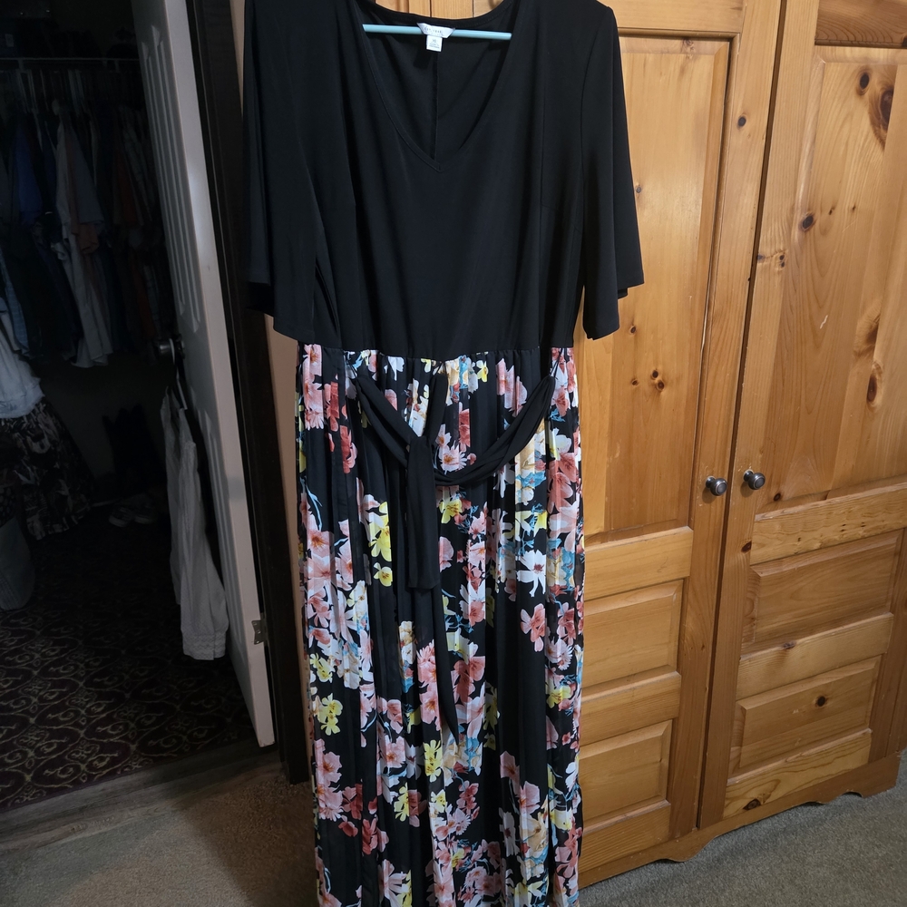 Cato Black and Floral Maxi Dress